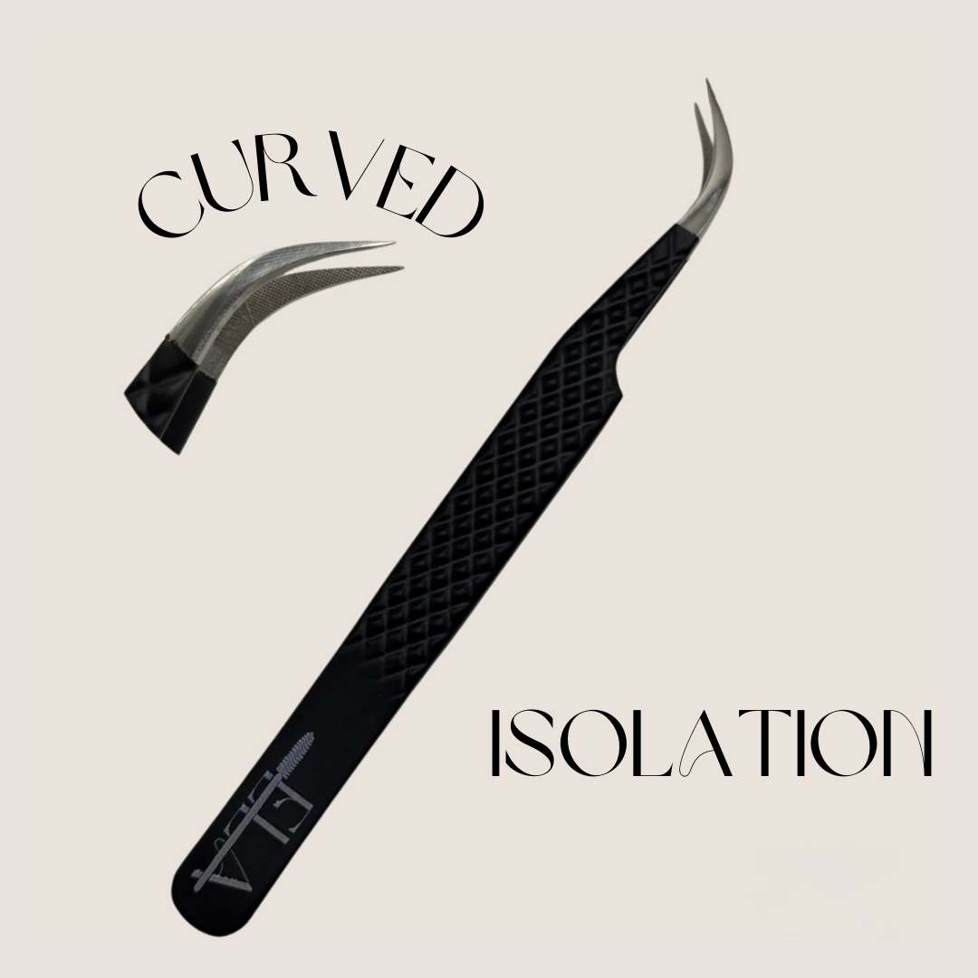BLACK CURVED ISOLATION TWEEZER- FIBER TIP