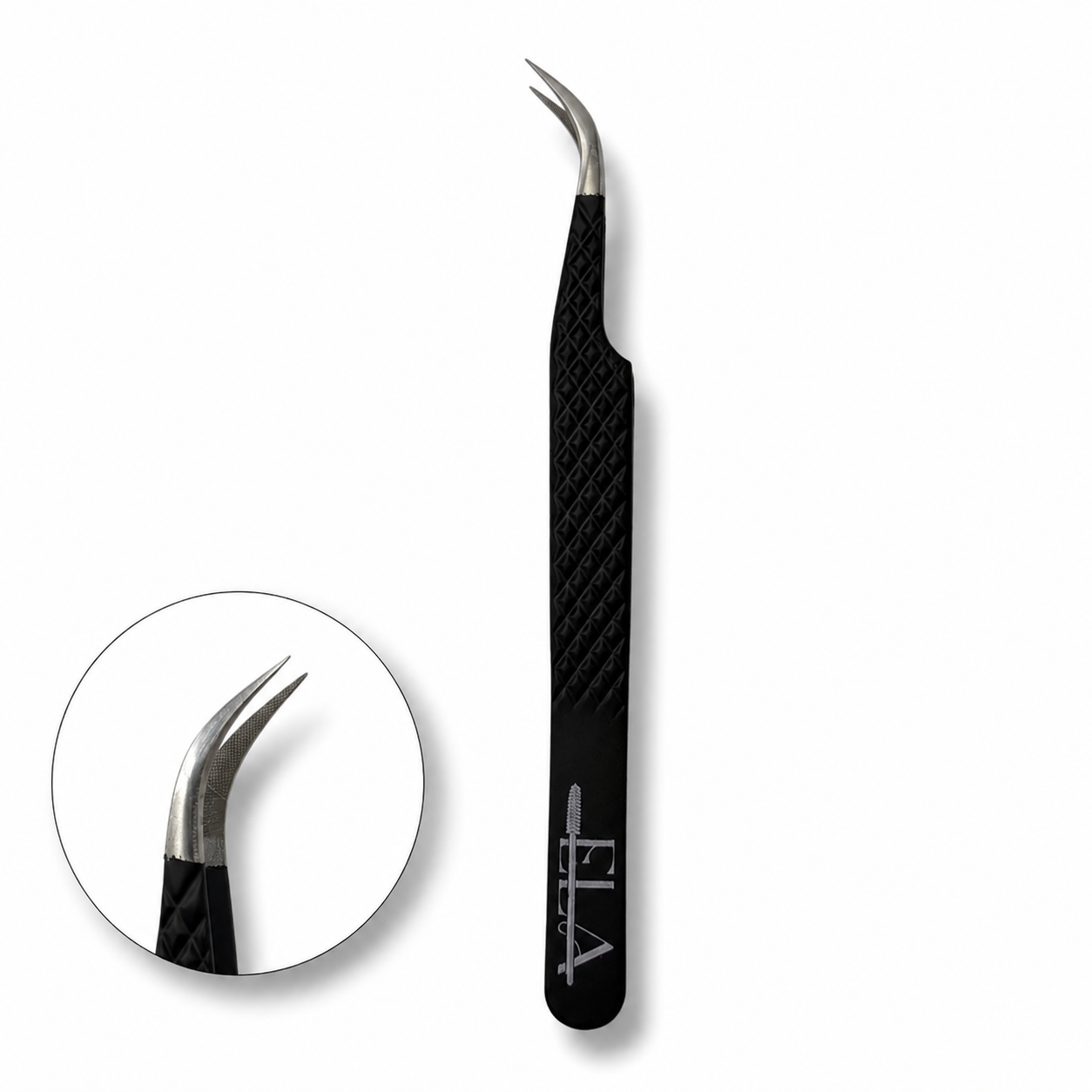 Black Curved Fiber Tip Isolation Tweezer