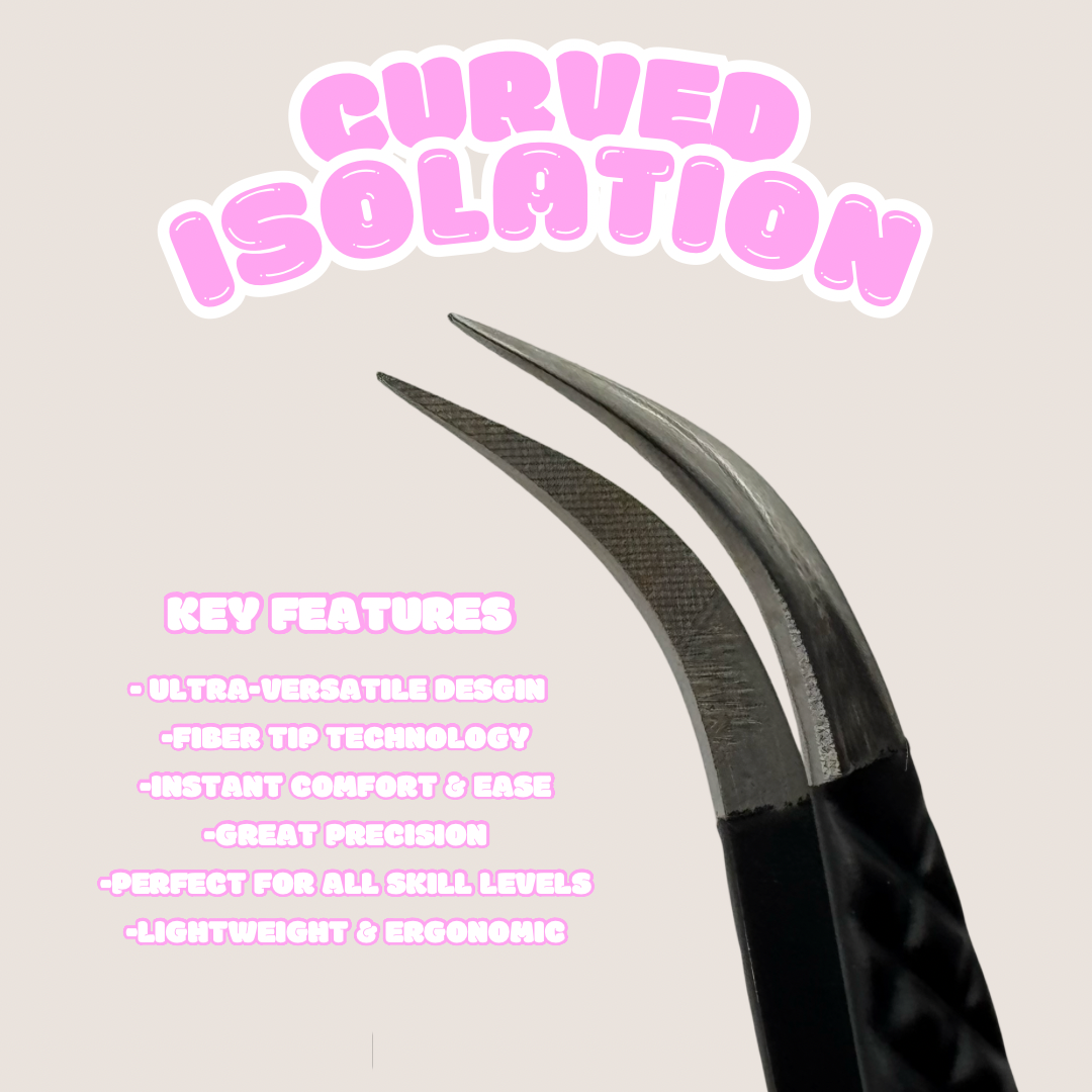 BLACK CURVED ISOLATION TWEEZER- FIBER TIP
