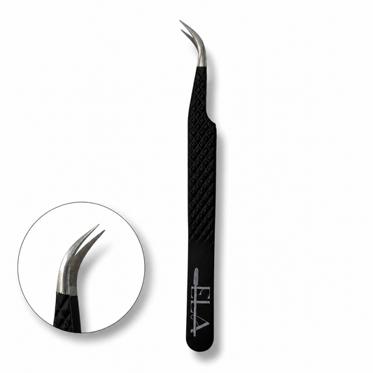 Black Curved Fiber Tip Isolation Tweezer